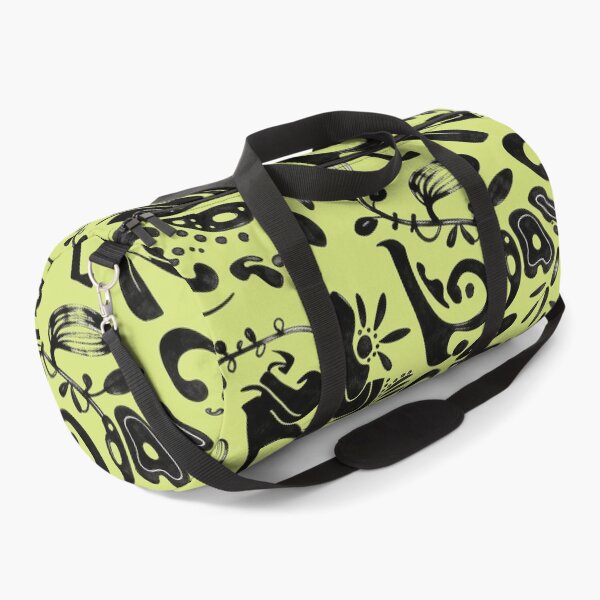 Item preview, Chartreuse Green Whimsical Black Ink Folk Floral Pattern designed and sold by wissal.studio.