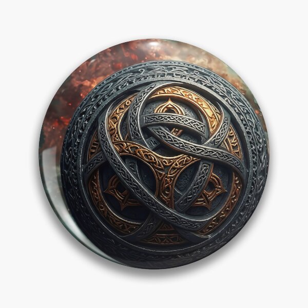 Item preview, Celtic Knotwork Orb Wall Art | Hand Carved Sphere Print | Celestial Nebula Poster designed and sold by EWPrints.