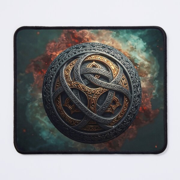 Item preview, Celtic Knotwork Orb Wall Art | Hand Carved Sphere Print | Celestial Nebula Poster designed and sold by EWPrints.