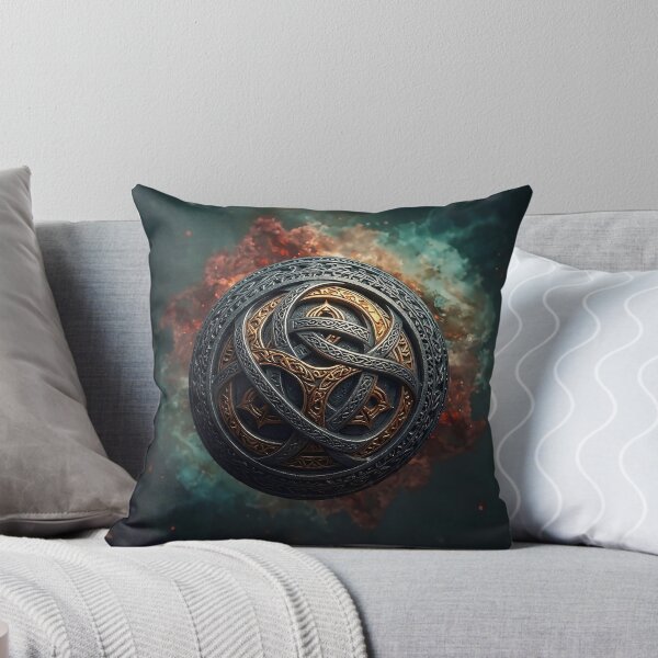 Item preview, Celtic Knotwork Orb Wall Art | Hand Carved Sphere Print | Celestial Nebula Poster designed and sold by EWPrints.