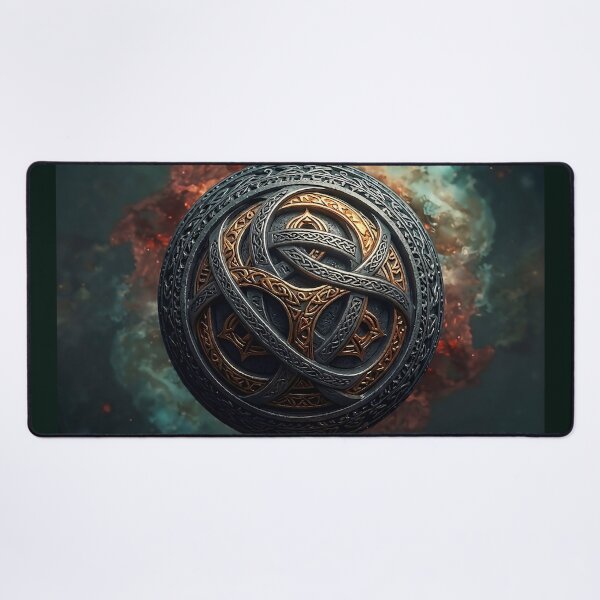 Item preview, Celtic Knotwork Orb Wall Art | Hand Carved Sphere Print | Celestial Nebula Poster designed and sold by EWPrints.