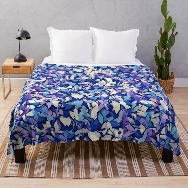 Item preview, Fabric design made up of blue, purple, and white shapes designed and sold by Sigtrix.