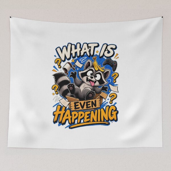 Item preview, What is Even Happening Raccoon Gamer T-Shirt – Funny Gaming Graphic Tee designed and sold by Artimax-Studio.
