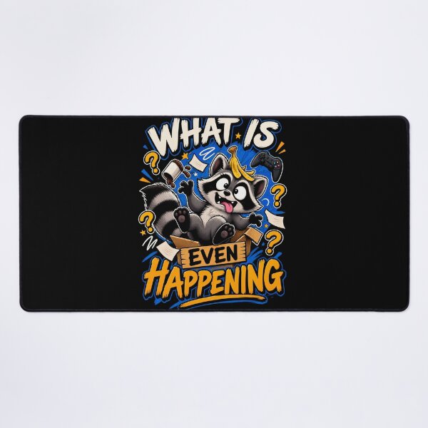 Item preview, What is Even Happening Raccoon Gamer T-Shirt – Funny Gaming Graphic Tee designed and sold by Artimax-Studio.