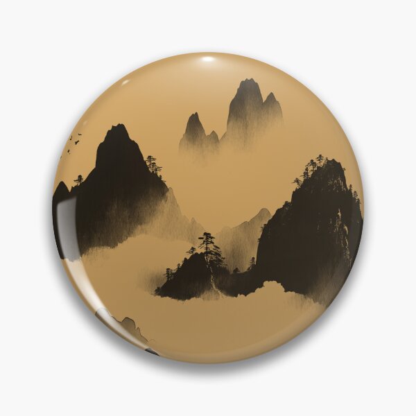 Item preview, Mystic Misty Mountains - Charcoal & Warm Golden Ochre designed and sold by Lidra Zehcnas.