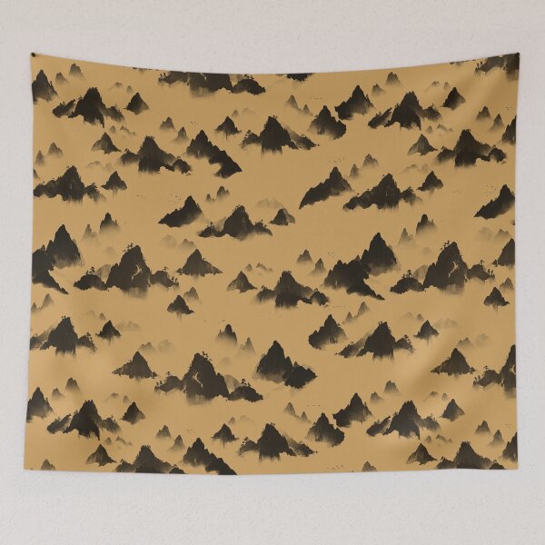 Item preview, Mystic Misty Mountains - Charcoal & Warm Golden Ochre designed and sold by Lidra Zehcnas.