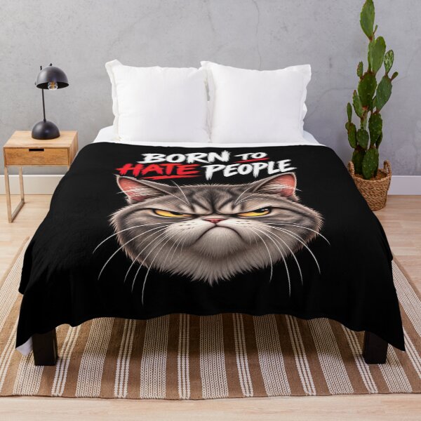 Item preview, Born to Hate People – Funny Grumpy Cat Introvert Humor designed and sold by WordPlayStudio.