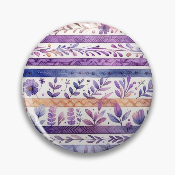 Artikelvorschau, Purple Floral Stripes – Vintage Botanical Pattern entworfen und verkauft von crealook01.