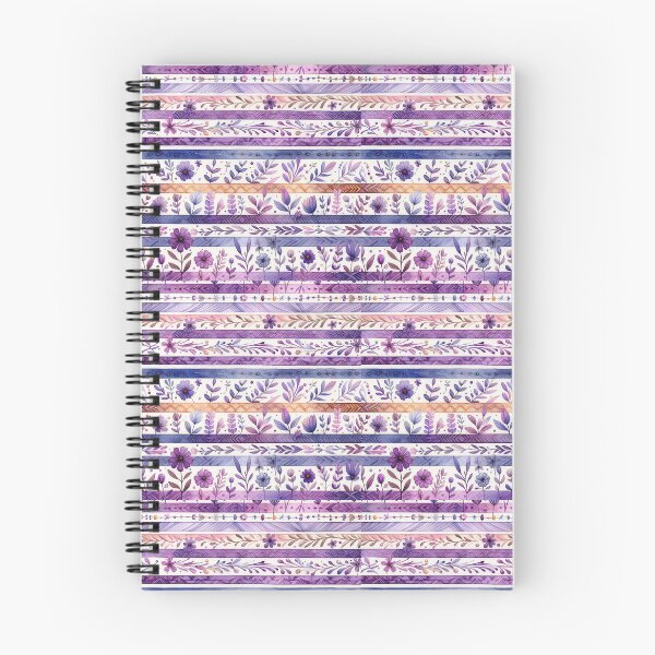 Artikelvorschau, Purple Floral Stripes – Vintage Botanical Pattern entworfen und verkauft von crealook01.