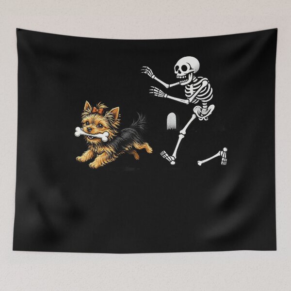 Item preview, Funny Yorkie Skeleton Halloween Dog Lover Costume designed and sold by Khescoiu.