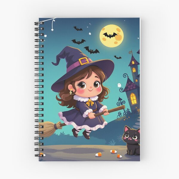 Item preview, Cute Witch and Black Kitten in Halloween Night designed and sold by Pim-Crystal.