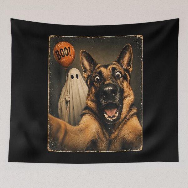 Item preview, German Shepherd Halloween Ghost Boo Selfie Dog Meme designed and sold by Khescoiu.