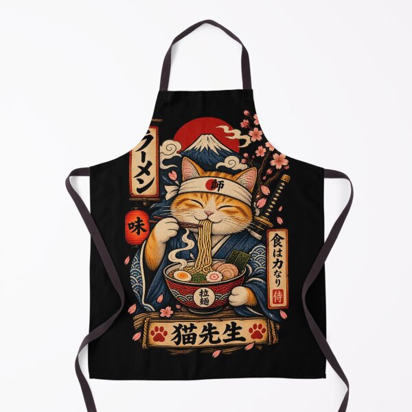 Item preview, Japanese Ramen Cat Sensei Retro Ukiyo-e Shirt | Cute Samurai Cat Foodie designed and sold by AvalonTshirts.