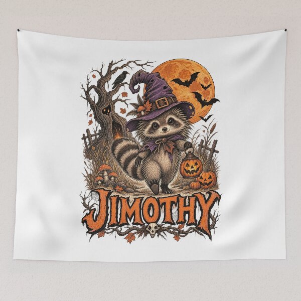 Item preview, Spooky Cute Halloween Jimothy Raccoon Witch Under the Full Moon Pumpkin designed and sold by SOUFIANE1991.