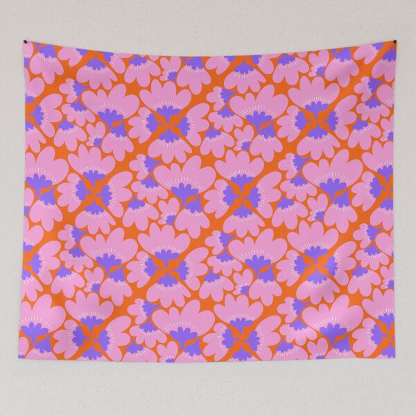 Item preview, Retro Pink Orange Floral Pattern designed and sold by jianina-alondra.