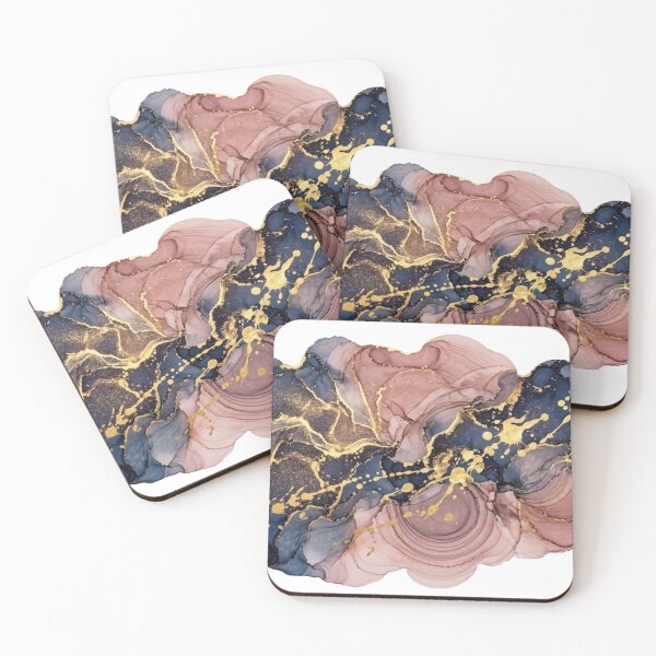 Item preview, Liquid Marble Pink and Gold - Abstract Fluid Art designed and sold by conamor-bymel.
