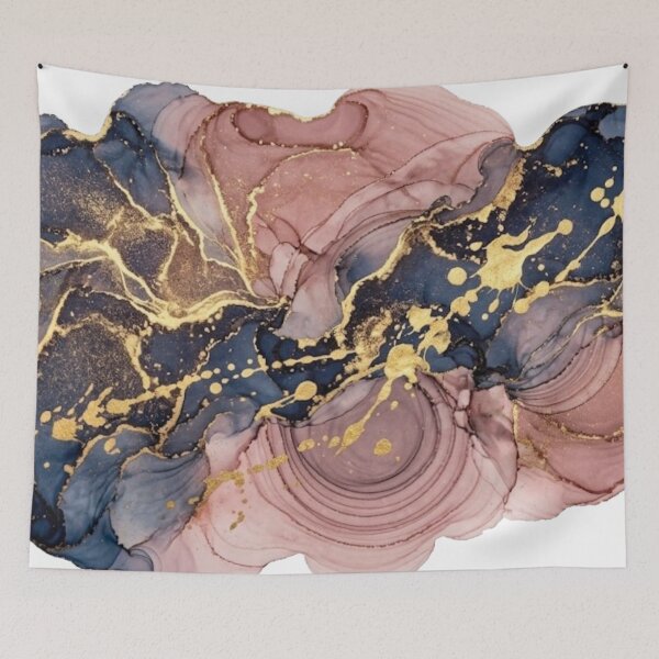 Item preview, Liquid Marble Pink and Gold - Abstract Fluid Art designed and sold by conamor-bymel.