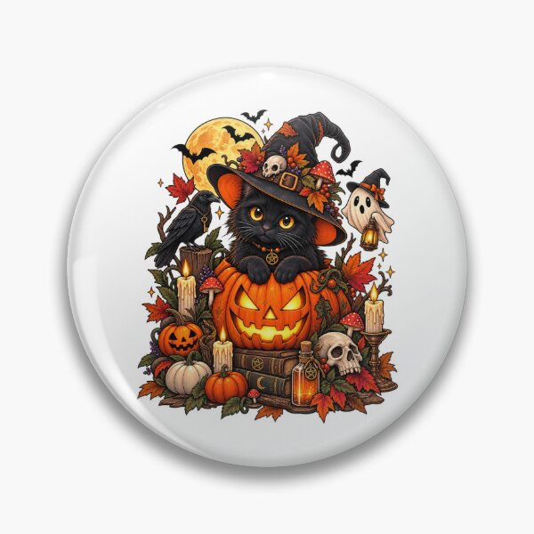Item preview, Black Cat Witch Halloween Pumpkin Spooky designed and sold by afr-saad.