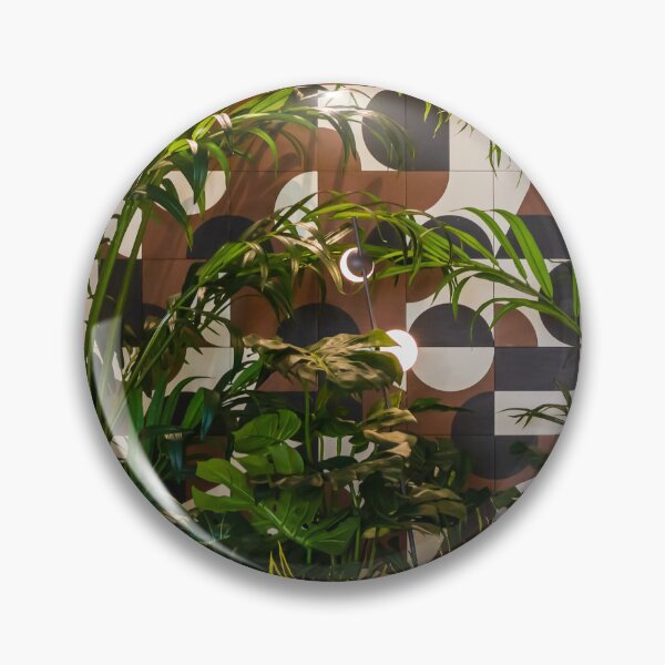 Item preview, Indoor Tropical Plants Against Geometric Tiled Wall With Modern Hanging Globe Lamps And Green Decor designed and sold by Nmallia.