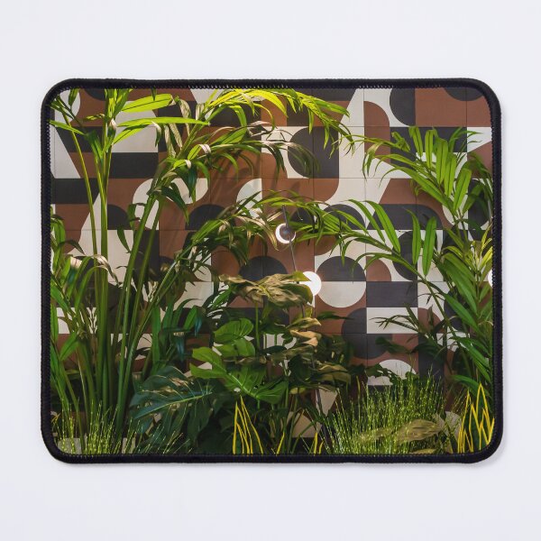 Item preview, Indoor Tropical Plants Against Geometric Tiled Wall With Modern Hanging Globe Lamps And Green Decor designed and sold by Nmallia.