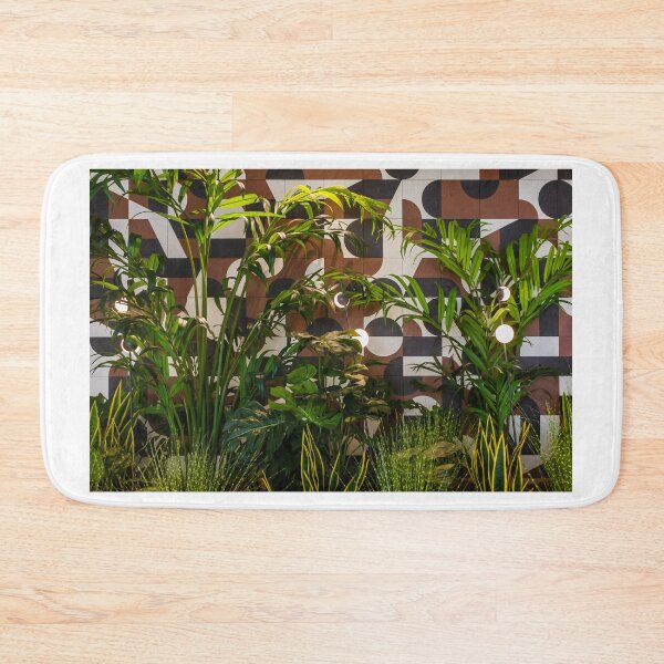 Item preview, Indoor Tropical Plants Against Geometric Tiled Wall With Modern Hanging Globe Lamps And Green Decor designed and sold by Nmallia.