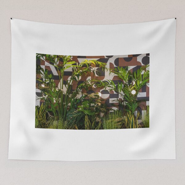 Item preview, Indoor Tropical Plants Against Geometric Tiled Wall With Modern Hanging Globe Lamps And Green Decor designed and sold by Nmallia.