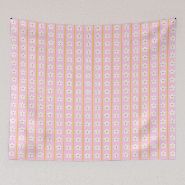 Item preview, Pink Daisy Stripes Retro Floral Pattern designed and sold by jianina-alondra.