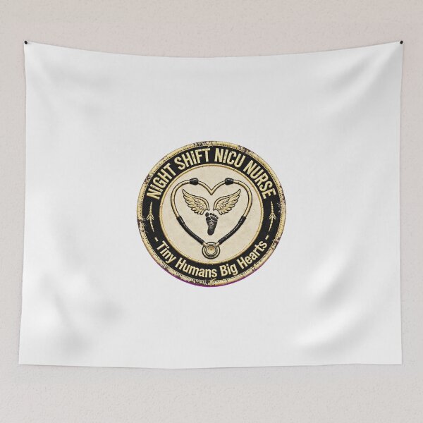 Item preview, Night Shift NICU Nurse Tiny Humans Big Hearts Angel Footprint Badge designed and sold by VYBE DARK Studio.