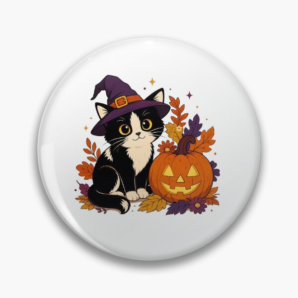 Item preview, Retro Spooky Cat Witch Hat Halloween Sticker designed and sold by Stickers Hub HUB.
