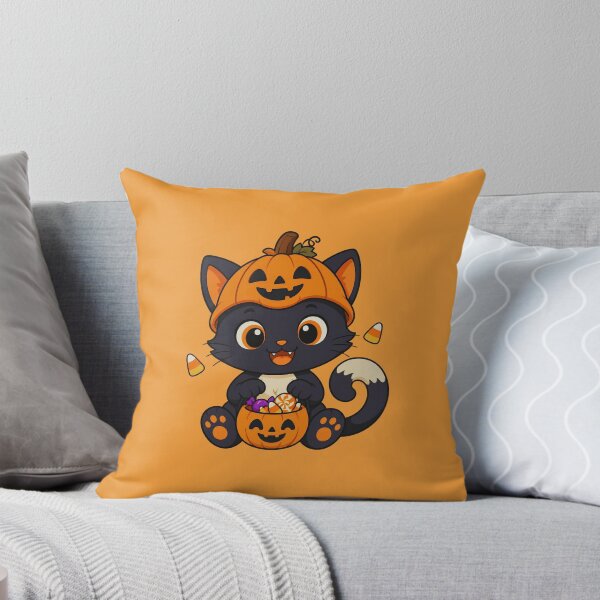 Item preview, Cute Halloween Cat with Pumpkin - Trick or Treat Candy Corn Kitten designed and sold by Knacky Print.