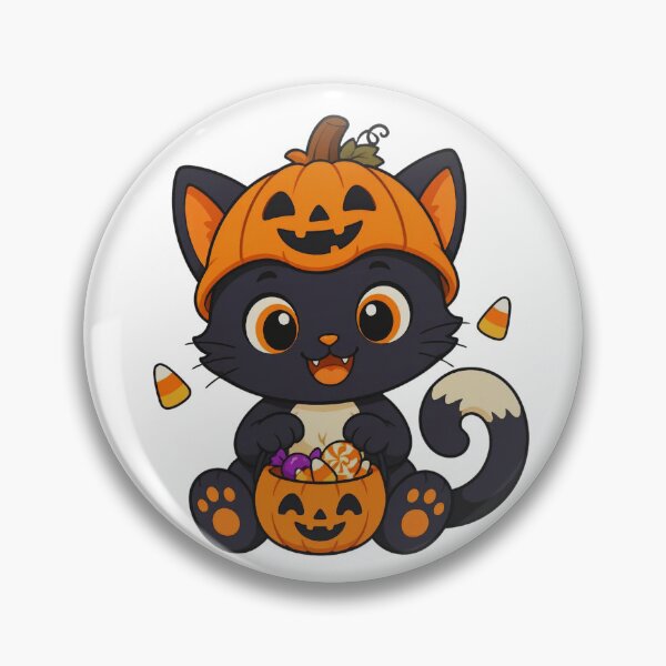 Item preview, Cute Halloween Cat with Pumpkin - Trick or Treat Candy Corn Kitten designed and sold by Knacky Print.