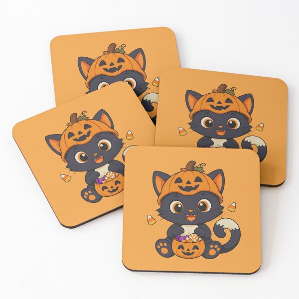Item preview, Cute Halloween Cat with Pumpkin - Trick or Treat Candy Corn Kitten designed and sold by Knacky Print.