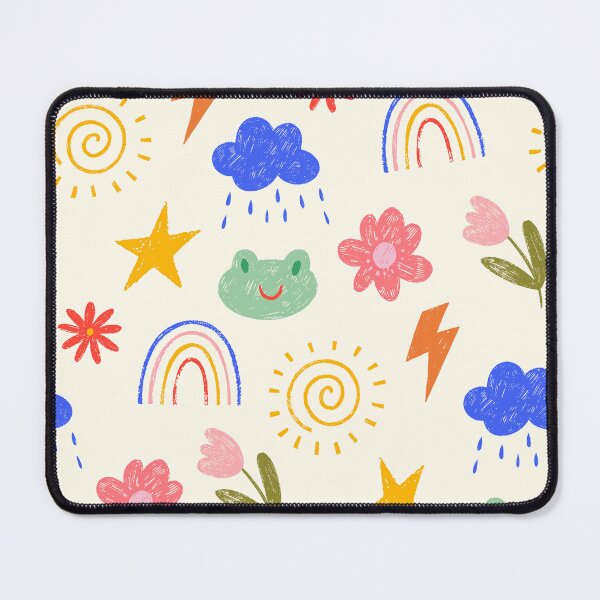 Item preview, Whimsical Frog Rainbow Floral Doodle Pattern designed and sold by jianina-alondra.