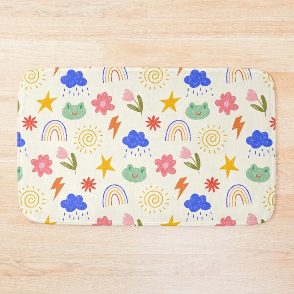 Item preview, Whimsical Frog Rainbow Floral Doodle Pattern designed and sold by jianina-alondra.