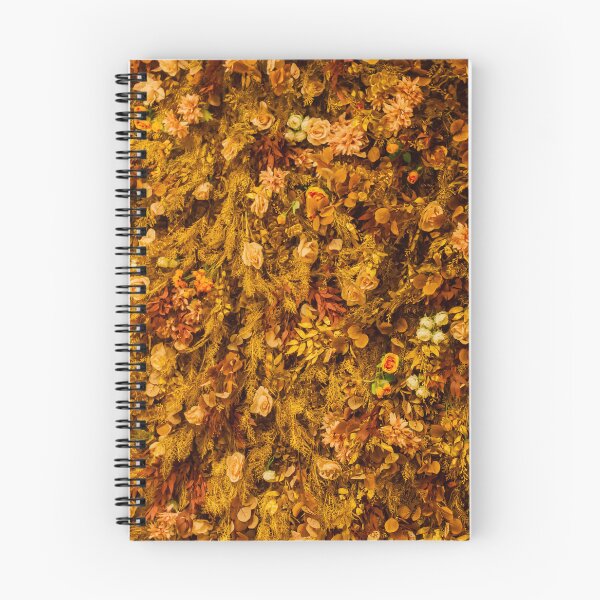 Item preview, Autumn Floral Wall With Orange Roses and Dried Foliage Texture for Background and Decoration designed and sold by Nmallia.