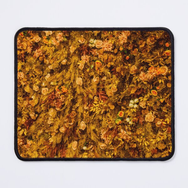 Item preview, Autumn Floral Wall With Orange Roses and Dried Foliage Texture for Background and Decoration designed and sold by Nmallia.