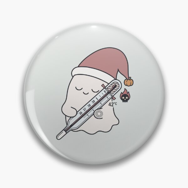 Item preview, Cute Sick Ghost Thermometer - Funny Fever Halloween Line Art designed and sold by suncorner28.