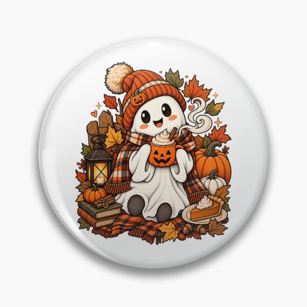 Item preview, Cute Cozy Ghost Pumpkin Latte Autumn Halloween designed and sold by afr-saad.