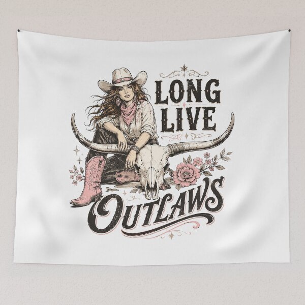 Item preview, Cowgirl Quotes, Vintage cowgirl design, Long Live Outlaws designed and sold by graphic-genie.