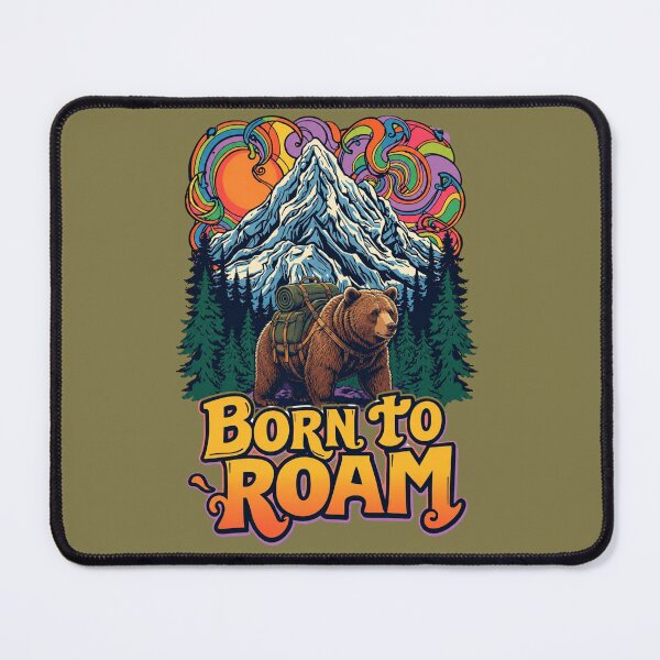 Item preview, Born to Roam – Retro Hiking Bear Adventure designed and sold by Skyrocketz.
