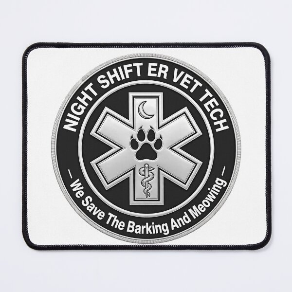 Item preview, Night Shift ER Vet Tech We Save The Barking And Meowing Vet Nurse Badge designed and sold by TauqeerArts.