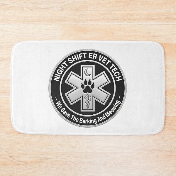 Item preview, Night Shift ER Vet Tech We Save The Barking And Meowing Vet Nurse Badge designed and sold by TauqeerArts.