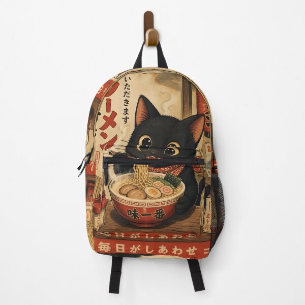 Item preview, Black Cat Ramen Japanese Ukiyo-e Funny Graphic Tees Kawaii Cat Anime designed and sold by GrinGalore.