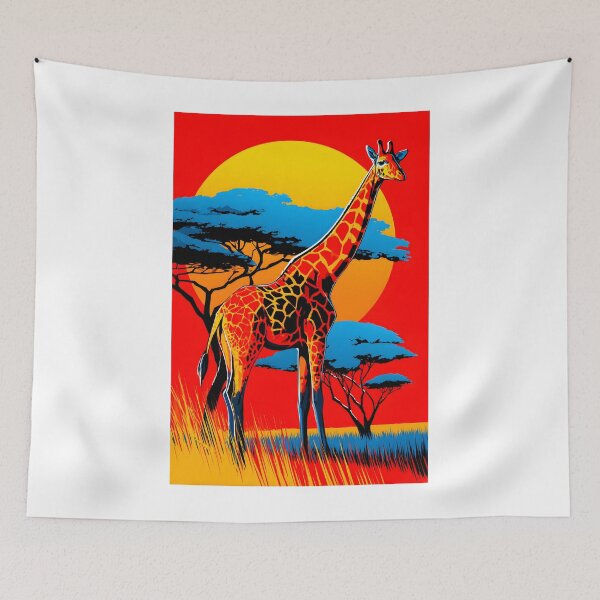 Item preview, Vibrant Giraffe Silhouette Against Bold Sunset Sky designed and sold by Artessie.