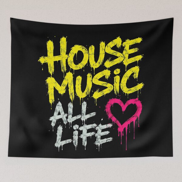 Item preview, House Music All Life – Neon Graffiti Rave Statement designed and sold by RH Design Lab.