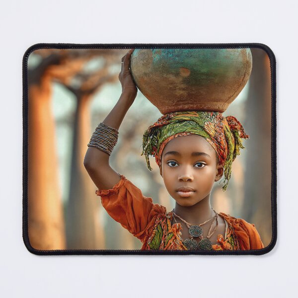 Item preview, Young Girl Balancing Water Pot on Her Head designed and sold by Artessie.