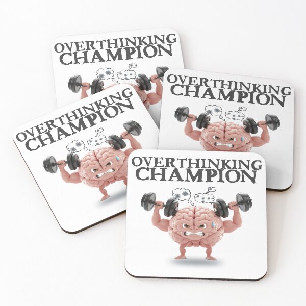 Item preview, Overthinking Champion Funny Brain Lifting Weights Workout Quote designed and sold by Joshbrowny.