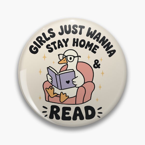 Item preview, Girls Just Wanna Stay home & read goose reading book  designed and sold by BrownHorse90s.
