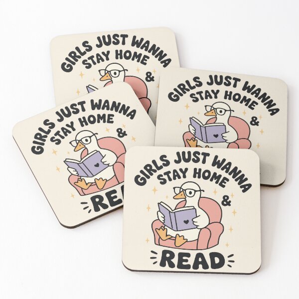 Item preview, Girls Just Wanna Stay home & read goose reading book  designed and sold by BrownHorse90s.