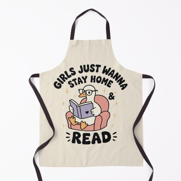 Item preview, Girls Just Wanna Stay home & read goose reading book designed and sold by BrownHorse90s.